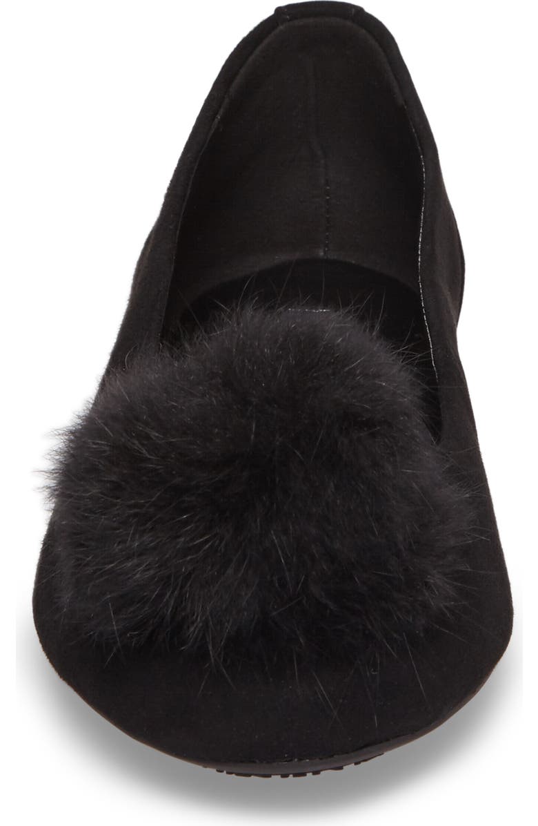 MICHAEL Michael Kors Remi Ballet Flat with Genuine Rabbit Fur Pom, Alternate, color,