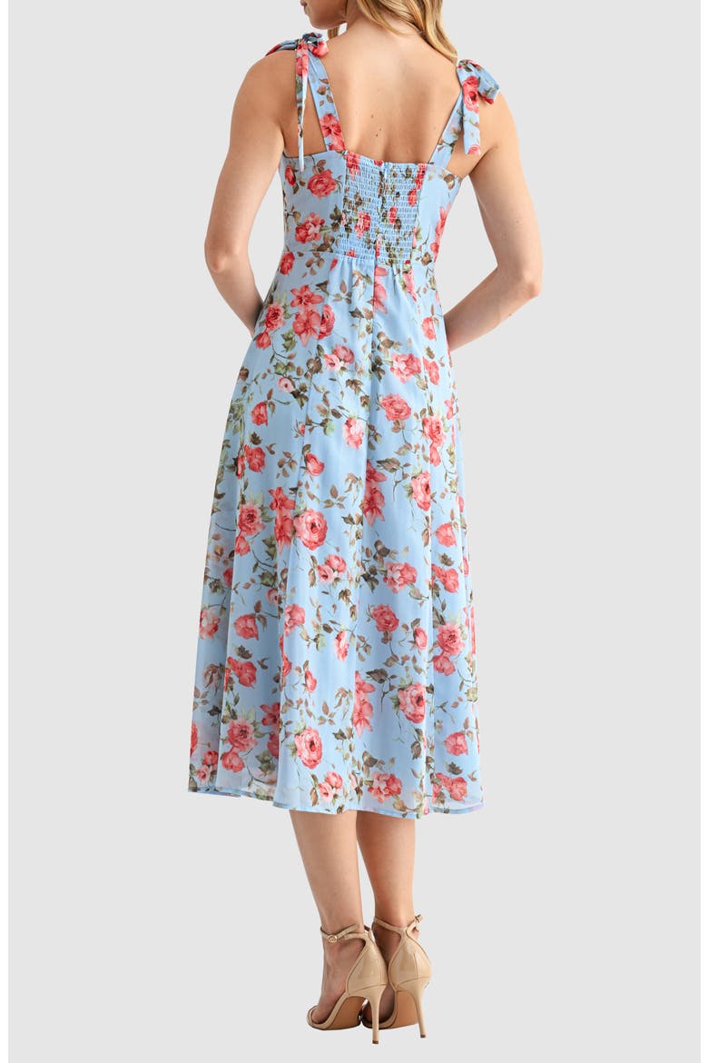 Tie Strap Midi Dress, Alternate, color, BLUE MAUVE FLORAL