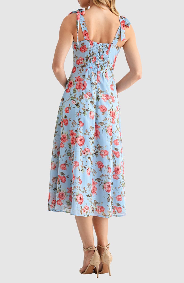Lush Tie Strap Midi Dress, Alternate, color, Blue Mauve Floral