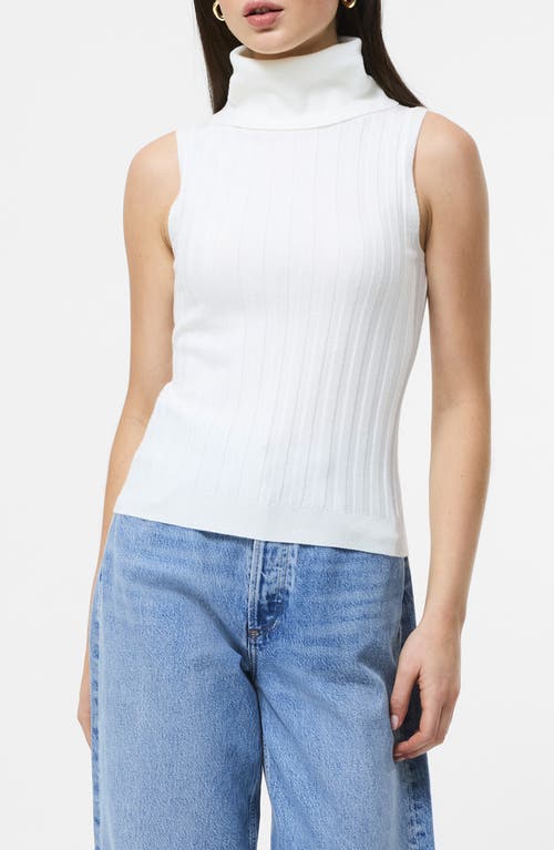 French Connection Rib Turtleneck Sleeveless Sweater In White