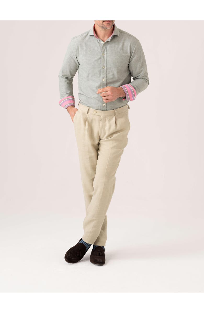 Koy Clothing Cotton Linen Long Sleeve Shirt, Alternate, color, Crocodile Green