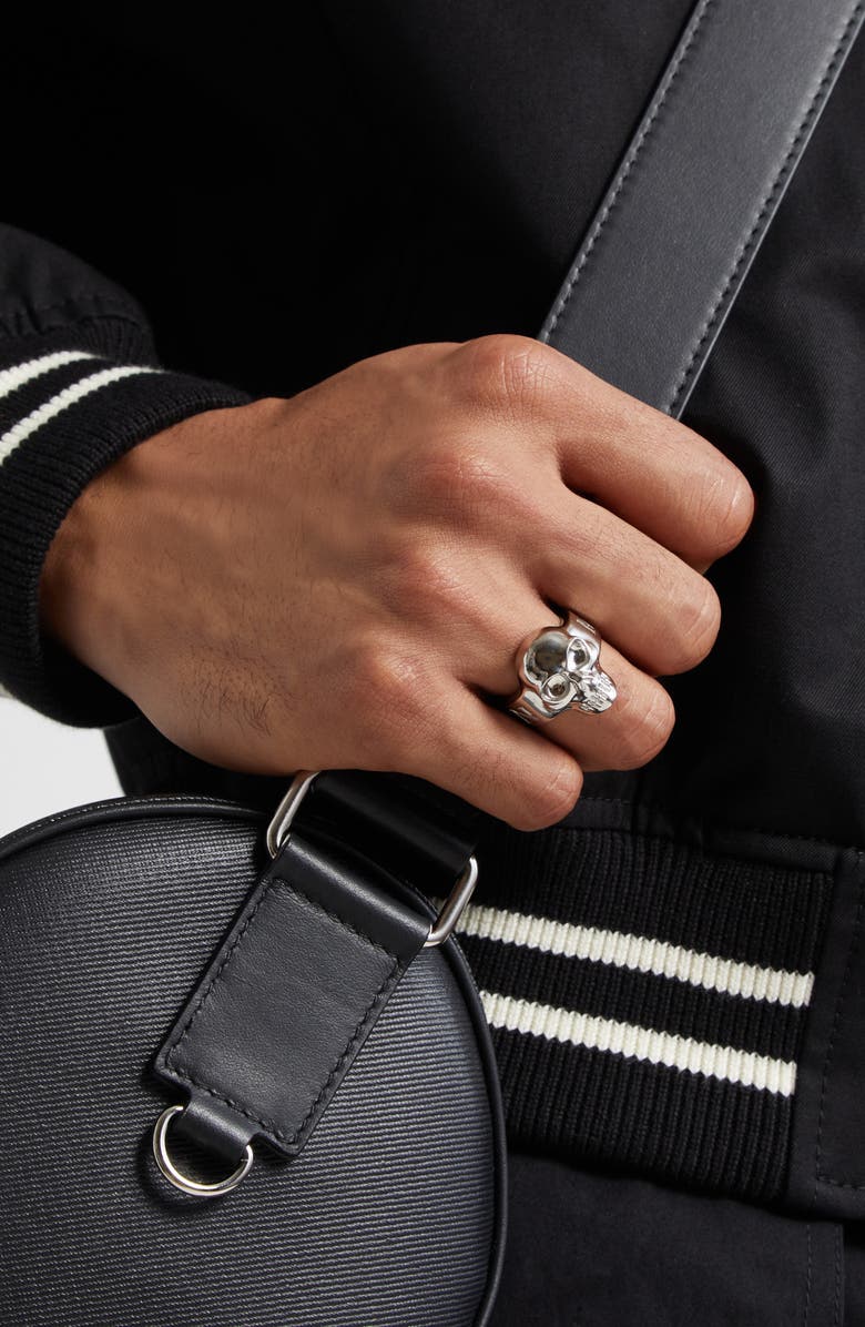 McQueen Men's Skull Ring, Alternate, color, Palladium