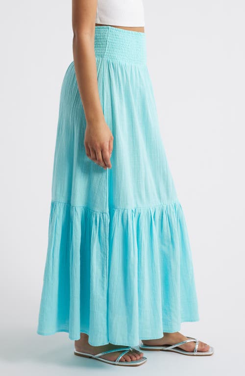 Billabong In The Palms Tiered Cotton Maxi Skirt In Blue