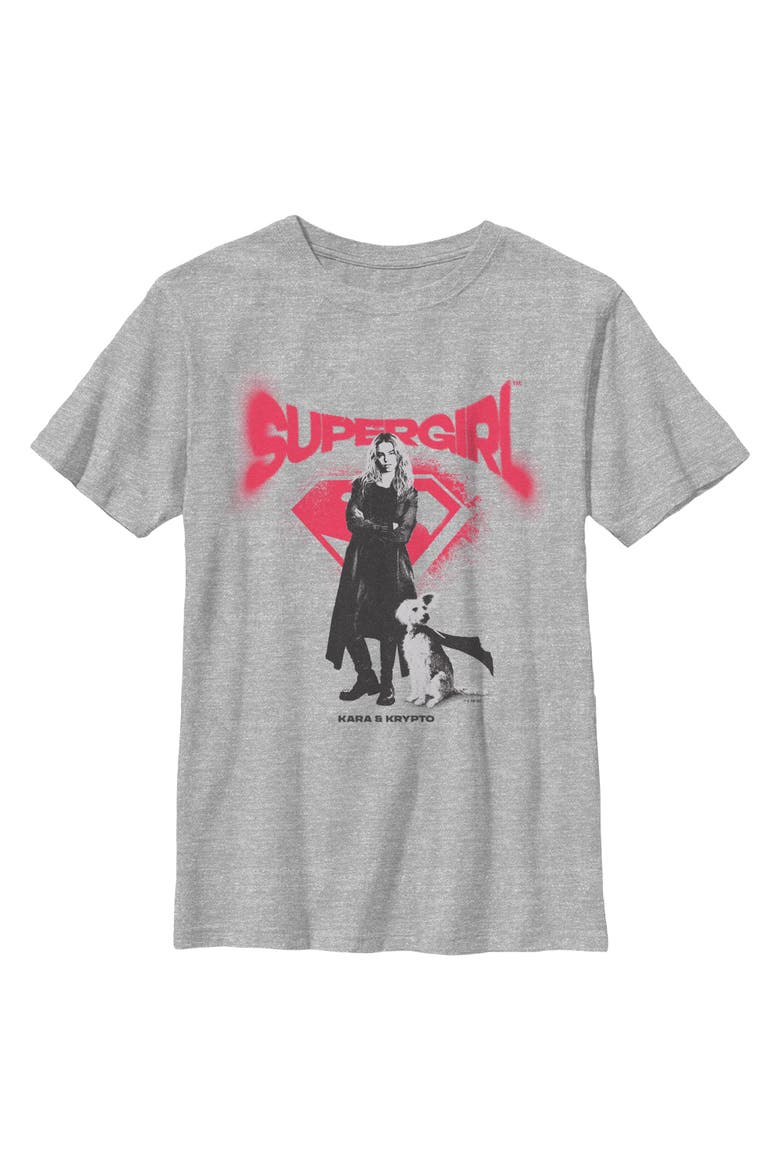 Boy's Supergirl Kara And Krypto Graffiti  Graphic T-Shirt, Main, color, Sport Grey