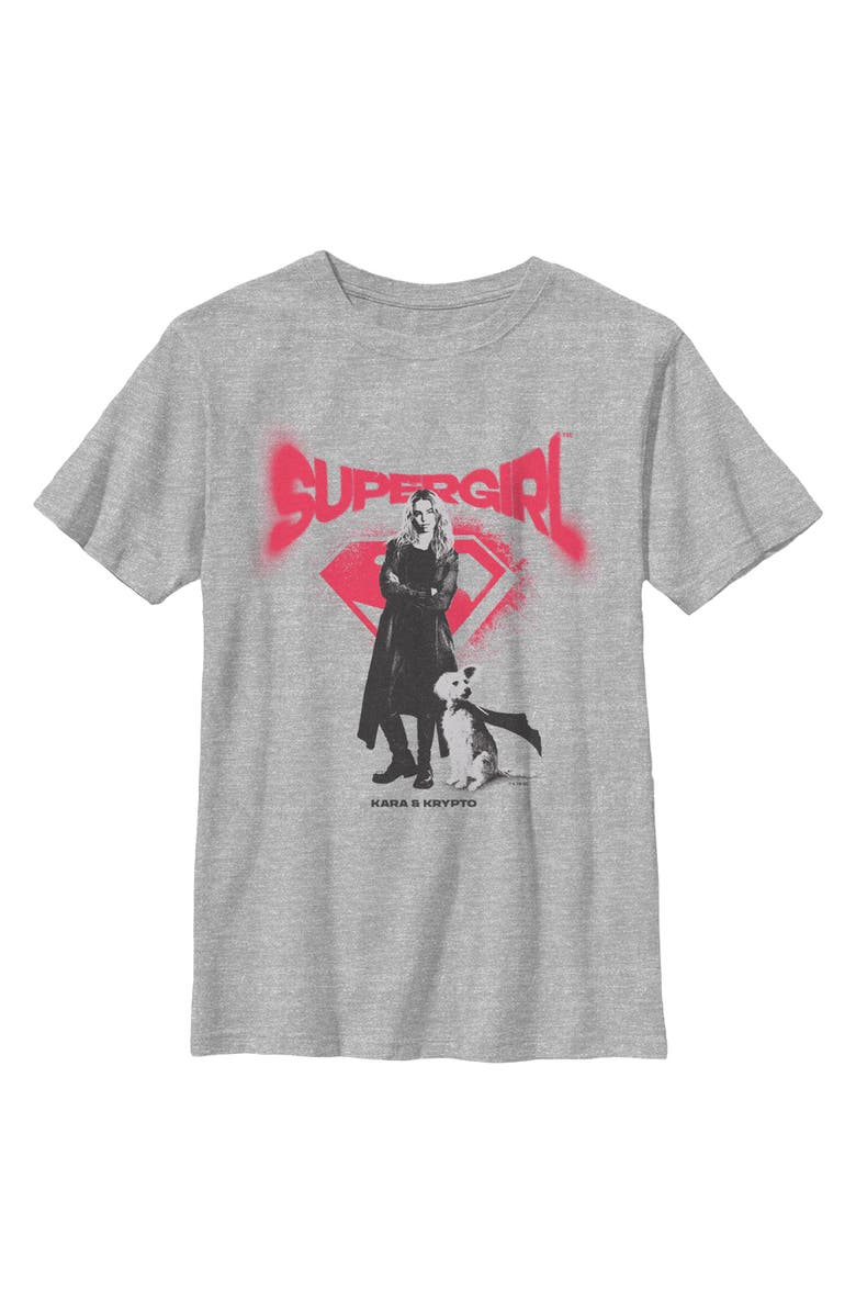 Supergirl Boy's Supergirl Kara And Krypto Graffiti Graphic T-Shirt, Main, color, Sport Grey