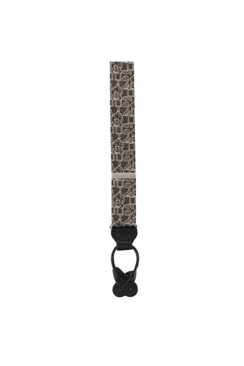 Field Goal Football Themed Novelty Silk Button End Suspenders, Alternate, color, Dark Taupe