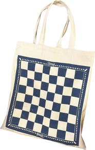 Fortela Damier Print Canvas Tote Bag