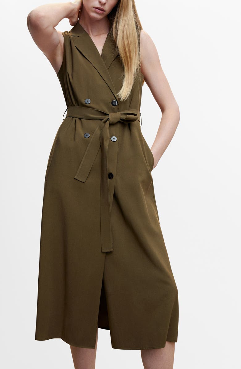 MANGO Double Breasted Sleeveless Dress, Alternate, color, 