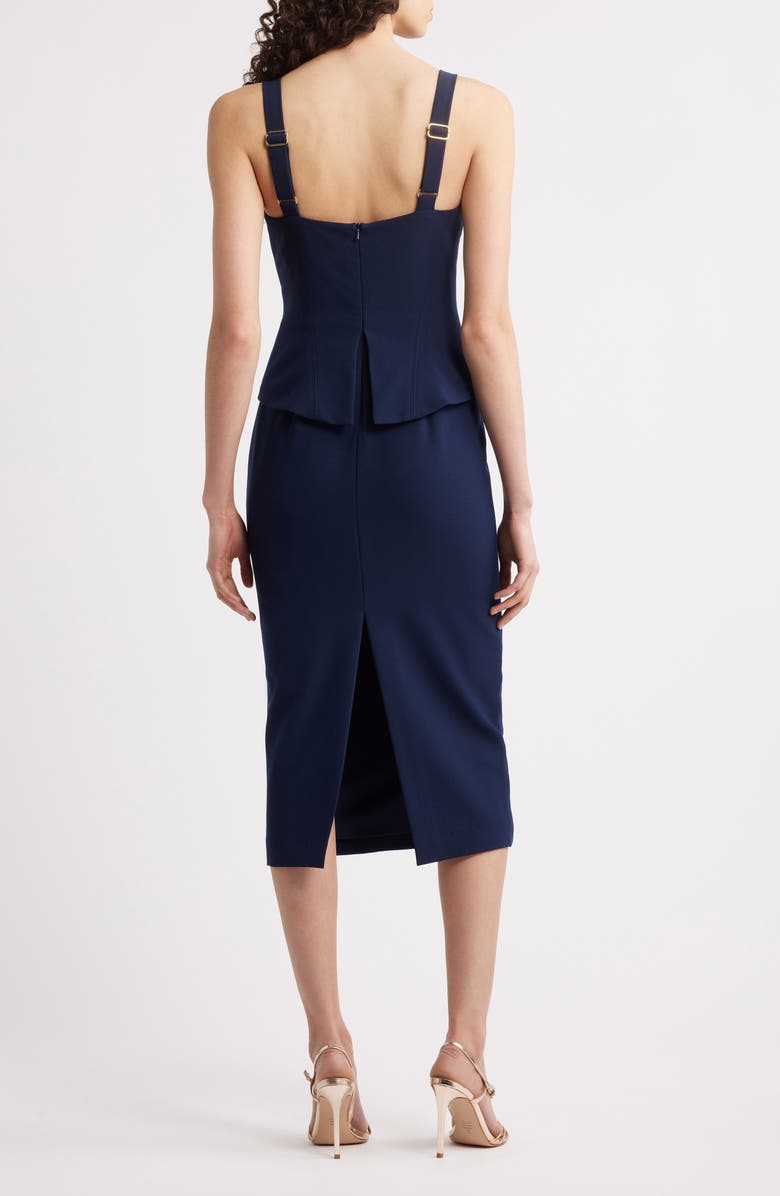 Black Halo Beverly Corset Midi Dress, Alternate, color, Navy