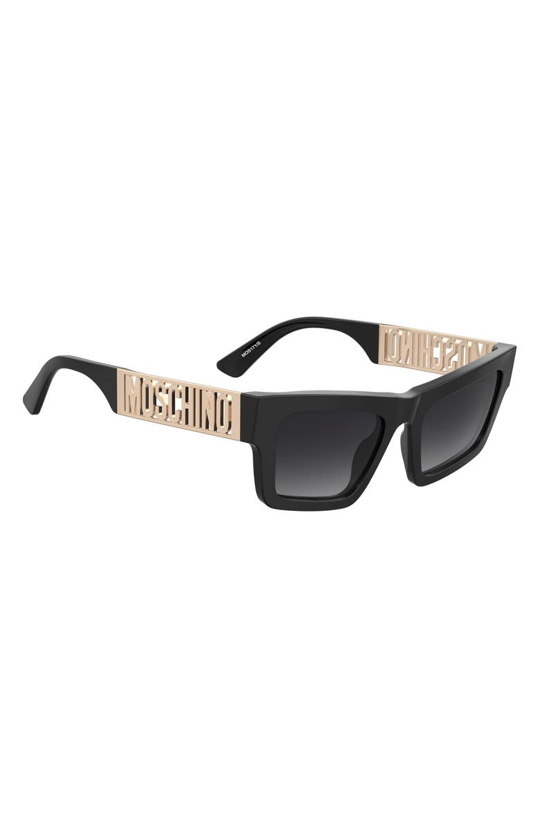 Moschino 53mm Rectangular Sunglasses, Alternate, color, Black