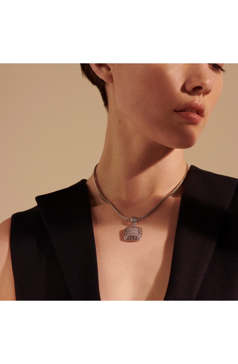 John Hardy CARVED CHAIN PENDANT SILVER DIAMONDS, Main, color, Silver