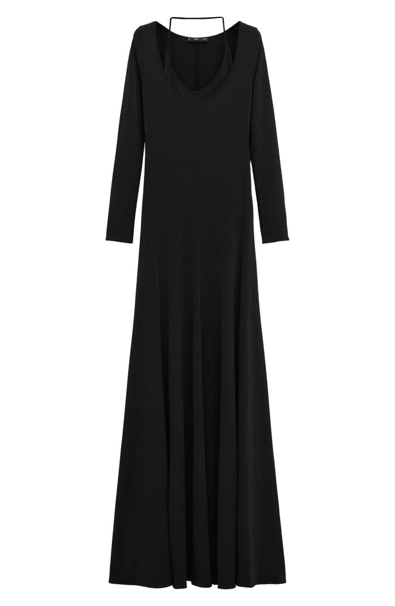MANGO Long Sleeve Knit Maxi Dress with Halter Neck, Main, color, Black