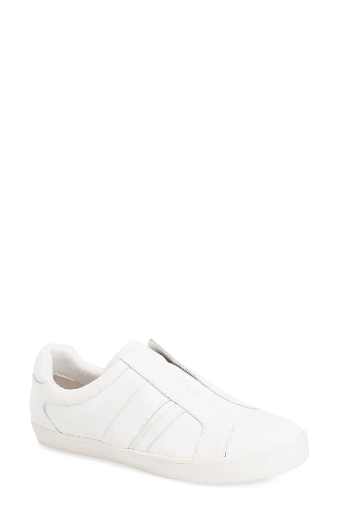 'Laurel' Slip-On Leather Sneaker, Main, color, WHITE CANVAS