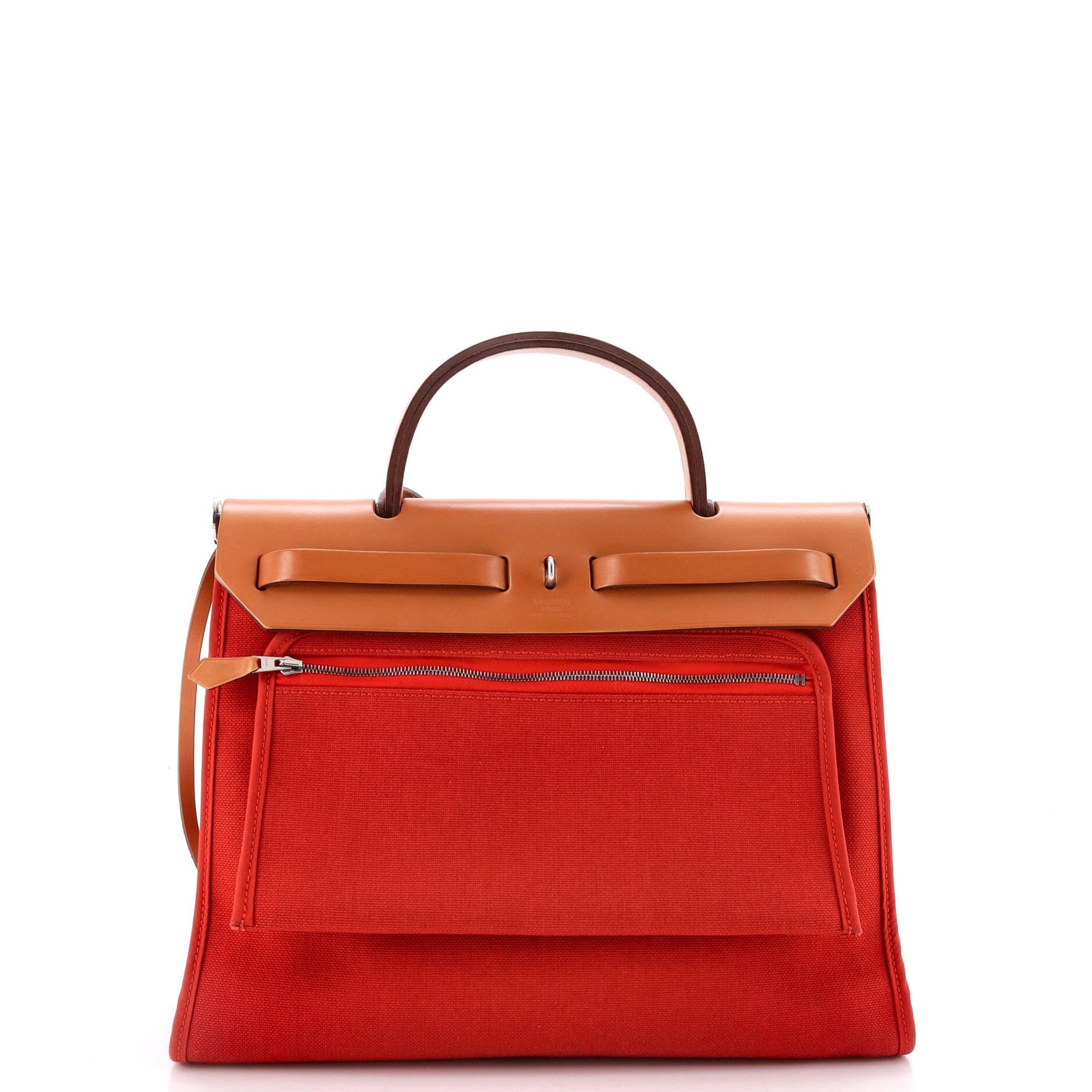 Pre-Owned Hermes Herbag Zip Leather and Toile 31, Alternate, color, Rouge Duchesse