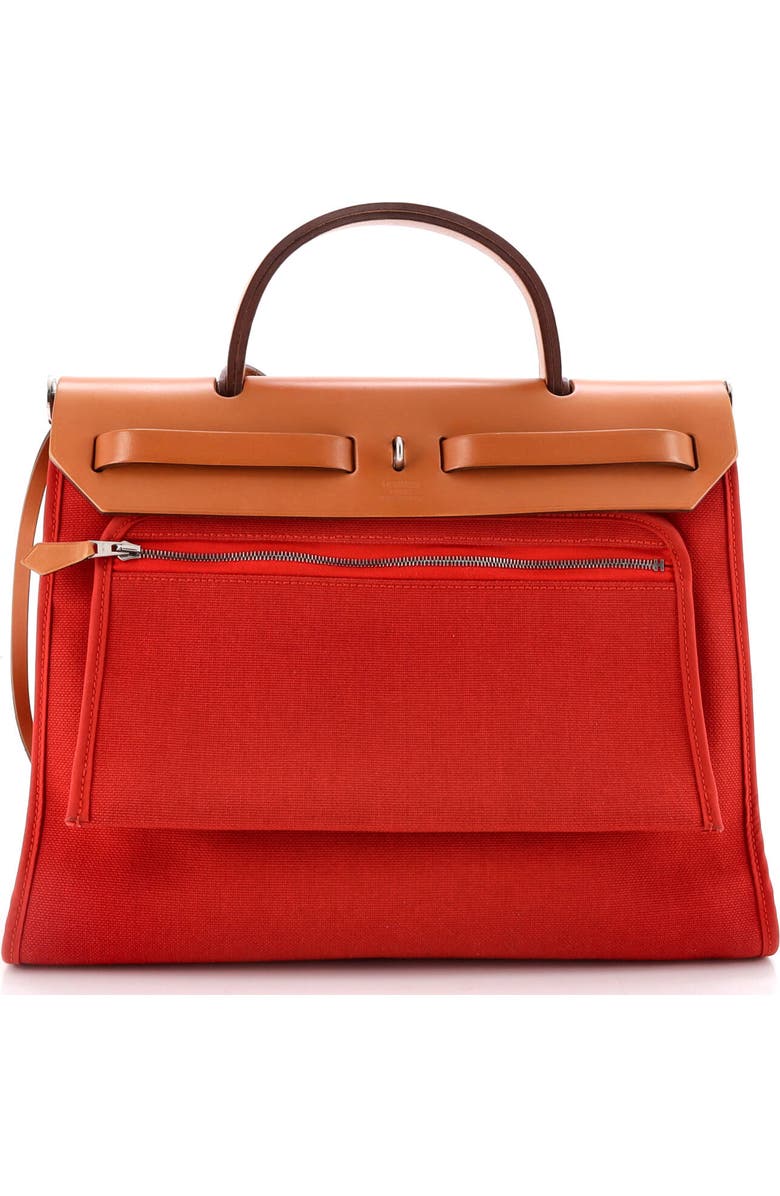 Pre-Owned Hermes Herbag Zip Leather and Toile 31, Alternate, color, Rouge Duchesse