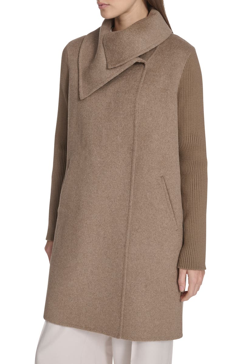 Kenneth Cole New York Asymmetric Collar Wool Blend Cloat, Alternate, color, Nutmeg