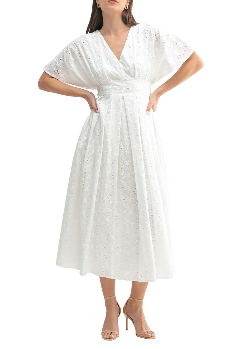Dolman Sleeve Eyelet A-Line Dress, Main, color, IVORY