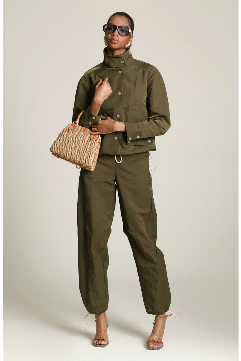 Drawcord Barrel Leg Pants, Alternate, color, MOSS