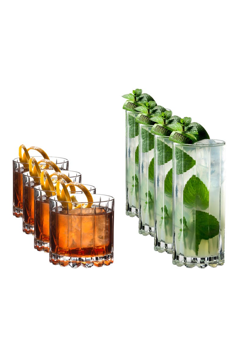 Drink Specific Glassware Set of 8 Rocks & Highball Glasses, Alternate, color, CLEAR