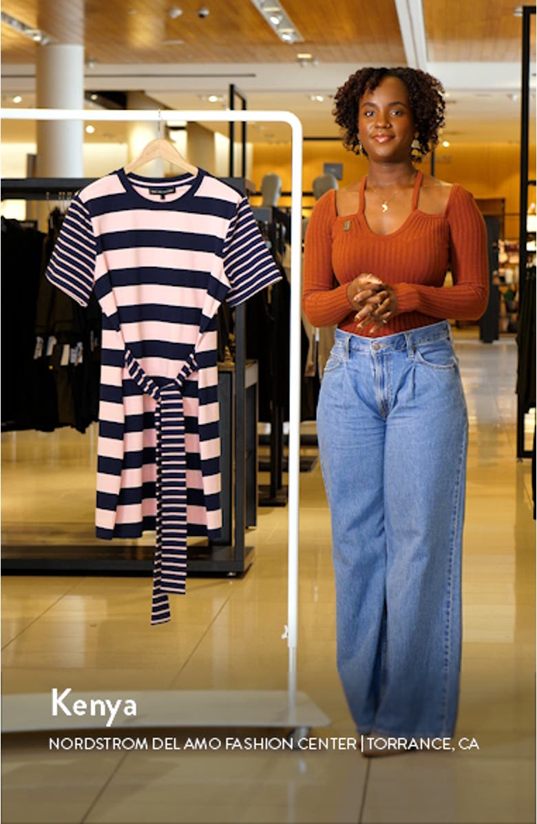Contrast Stripe Tie Waist Minidress, sales video thumbnail