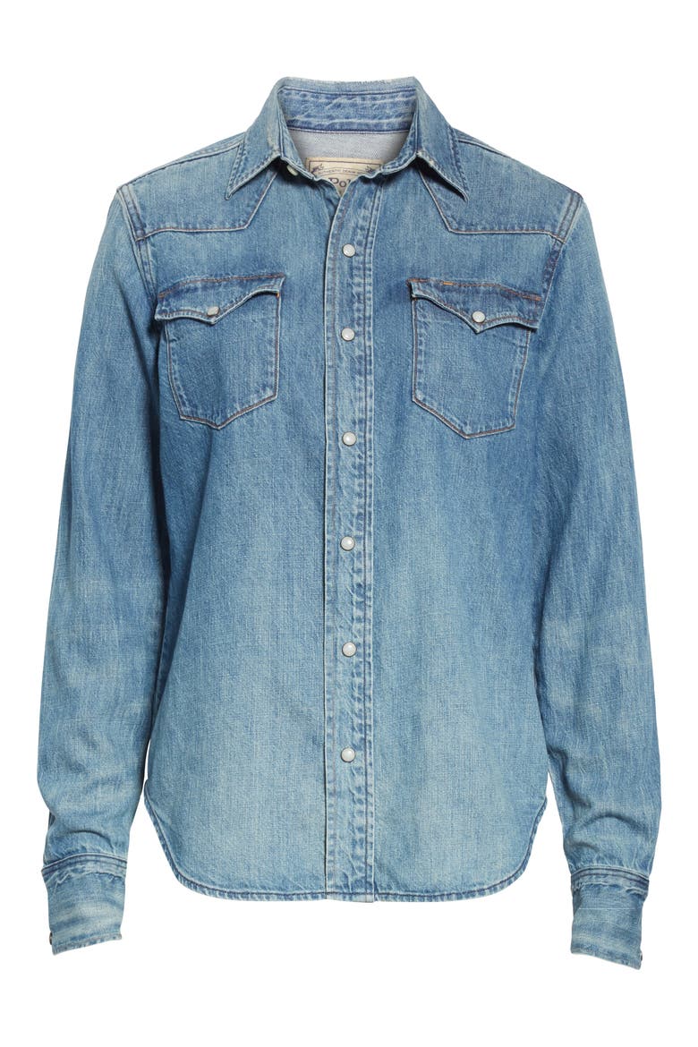 Western Denim Shirt, Alternate, color, BLUE