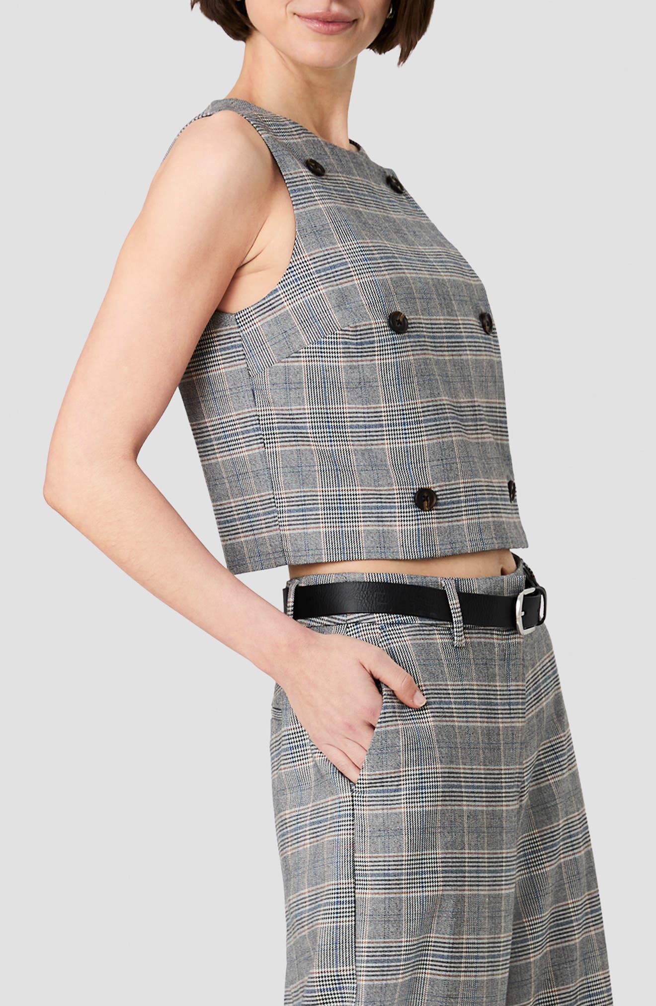 French Connection Matteo Plaid Double Breasted Sleeveless Top (Women ...