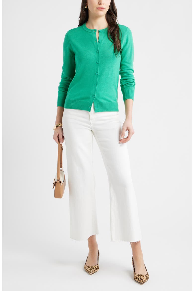 Merino Wool Blend Cardigan, Alternate, color, GREEN EASE
