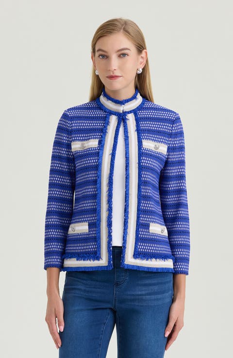 Heritage Ribbon Fringe Trim Knit Jacket