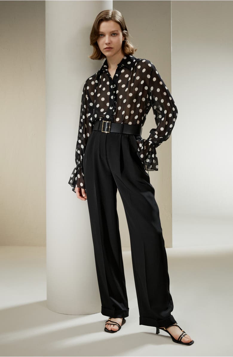 Lilysilk Polka Dots Georgette Blouse, Alternate, color, White Dots In Black