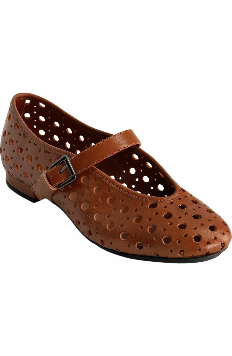 Bernardo Footwear Borden Perf Mary Jane Flat, Alternate, color, Mahogany