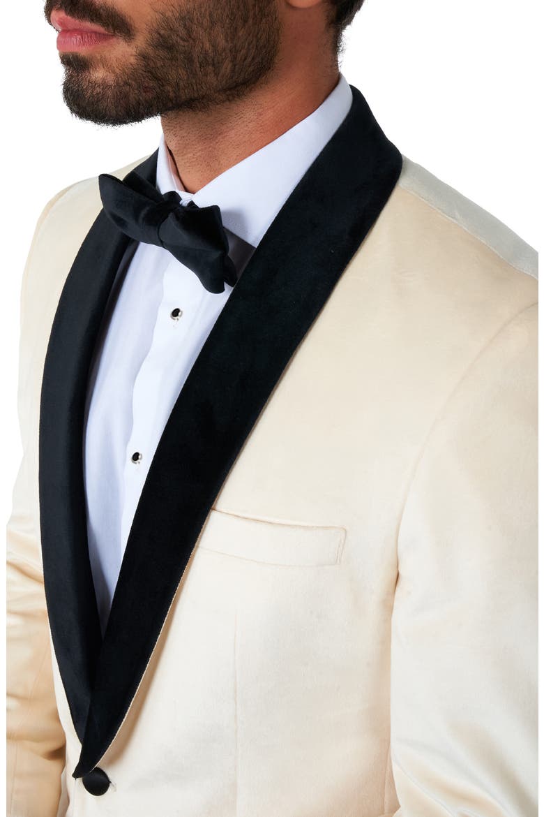 Ivory Champagne Velvet Dinner Jacket, Alternate, color, WHITE
