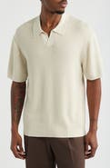 Open Edit Diagonal Stitch Short Sleeve Polo Sweater
