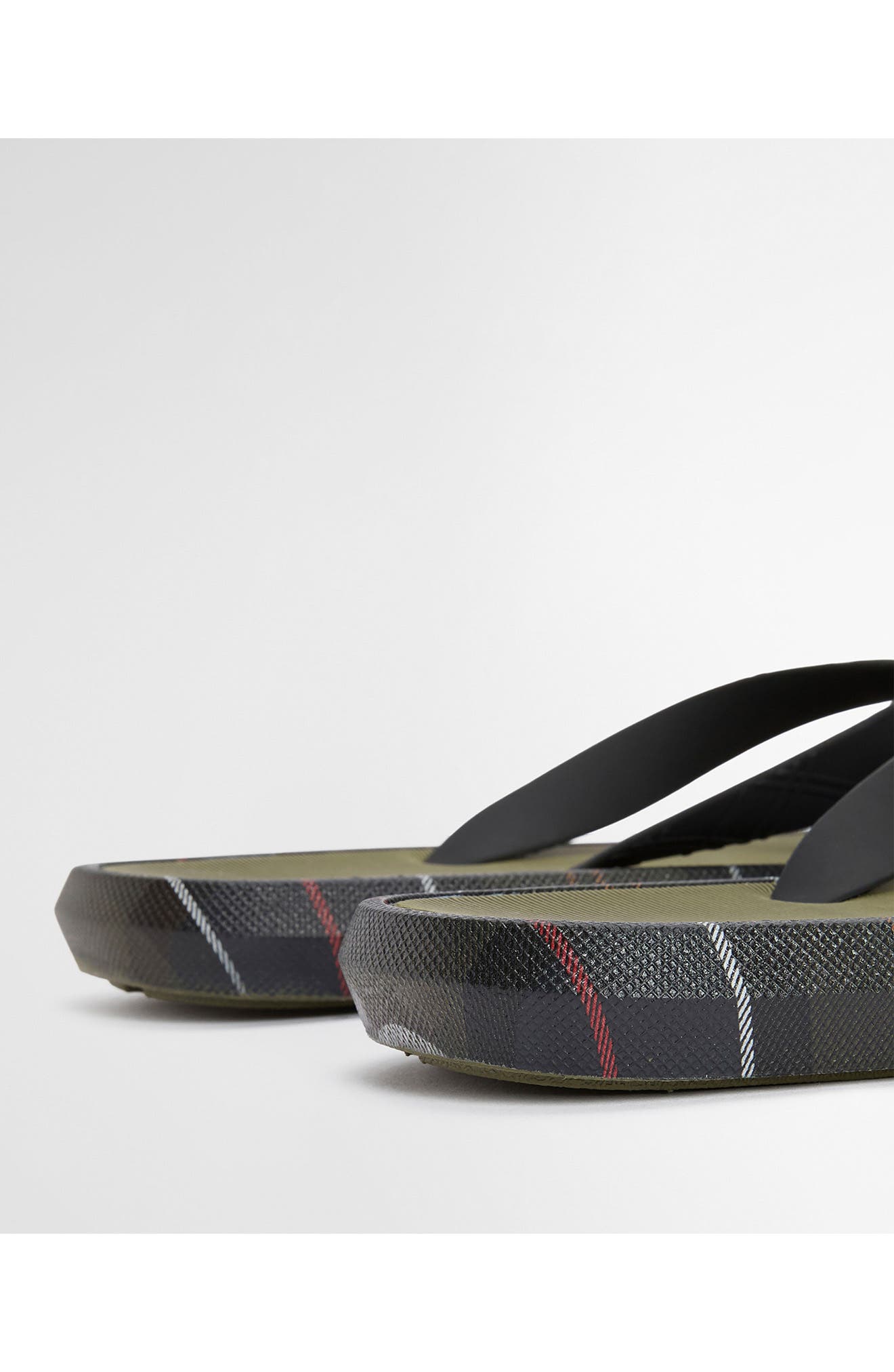 Barbour Oakdale Flip Flop, Alternate, color, Olive/ Classic Tartan