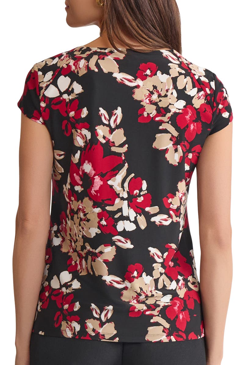 KASPER Cowl Neck Cap Sleeve Top, Alternate, color, Black Multi