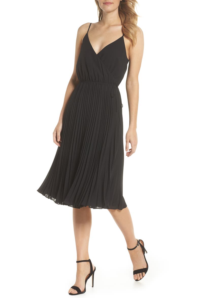 Lily Pond Faux Wrap Dress, Main, color, BLACK