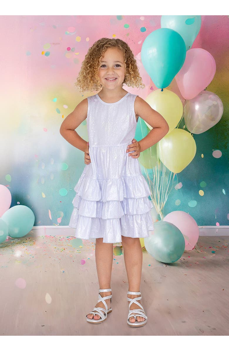 Isobella & Chloe Purple Star Glimmering Tiered Dress, Alternate, color, Purple