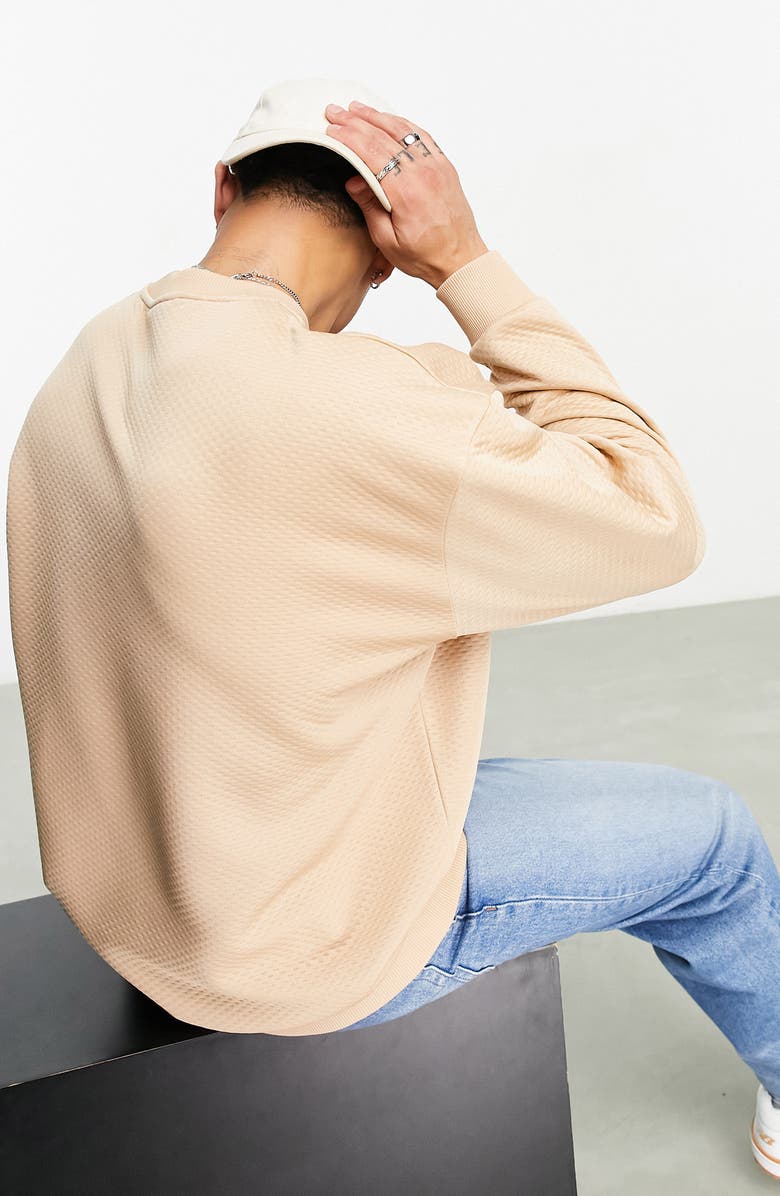 ASOS DESIGN Oversize Textured Sweatshirt, Alternate, color, 