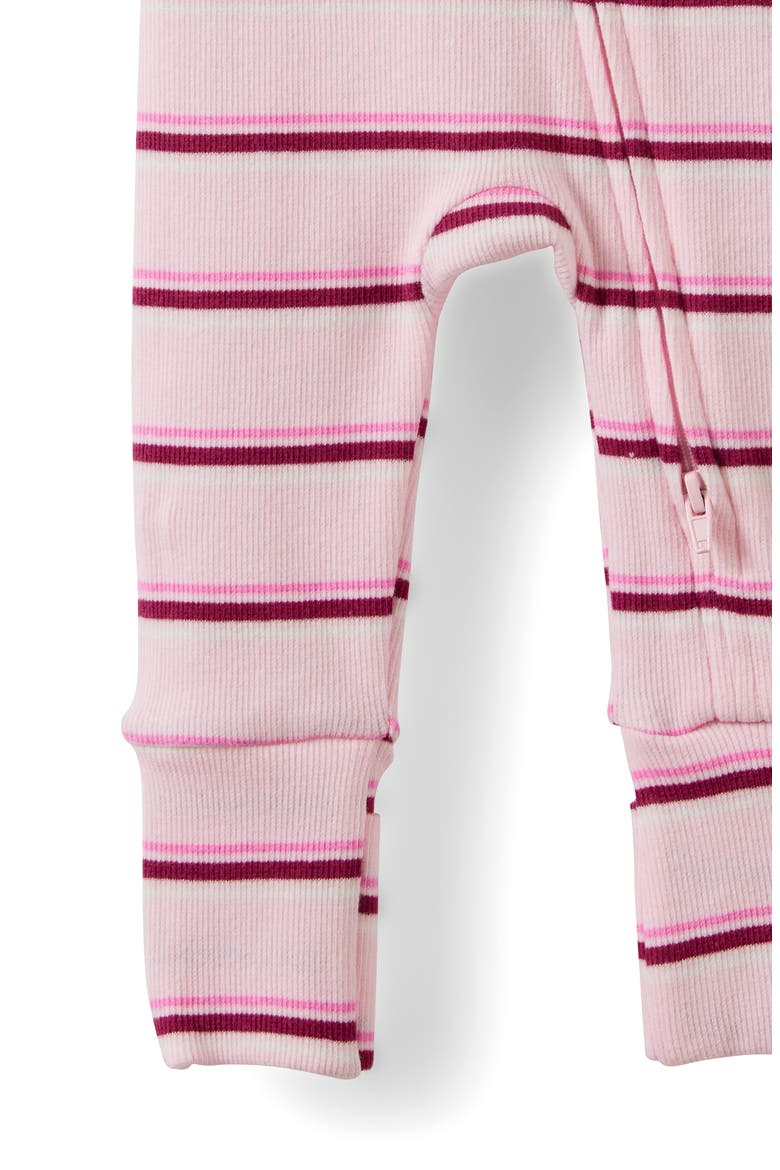 Growie Long Sleeve Zip All In One Romper, Alternate, color, Tea Party Pink Max Stripe