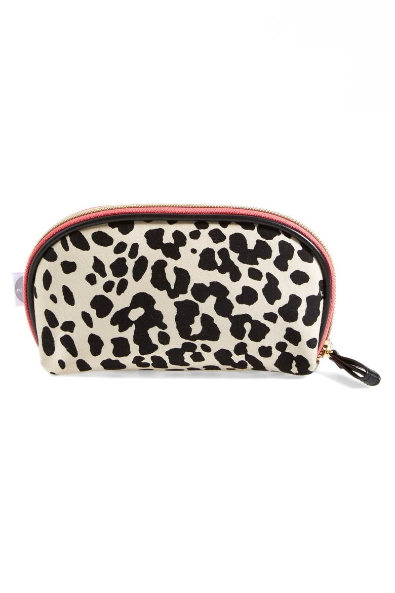 steph&co. 'Leopard' Nylon Mini Dome Cosmetics Case (Nordstrom Exclusive), Alternate, color, NO COLOR