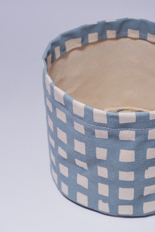 Dance Happy Grid Round Bin/canvas Planter In Steel