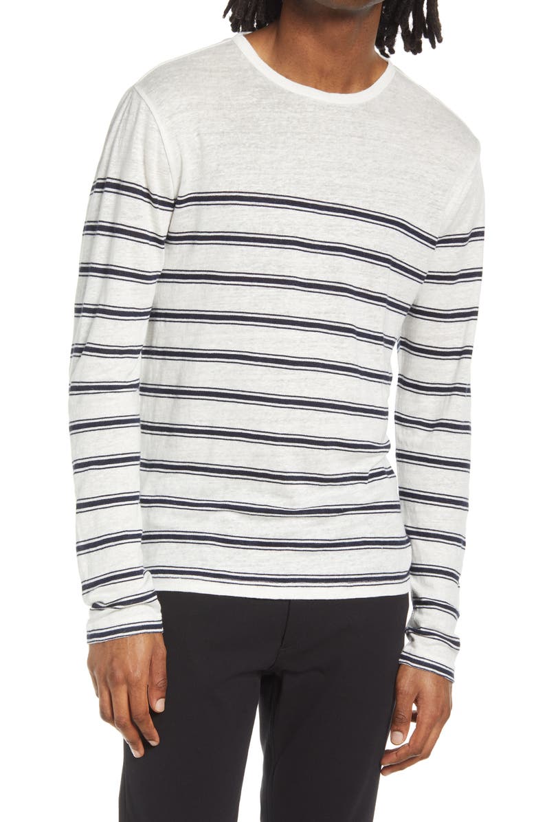 Vince Stripe Crewneck Linen Sweater, Main, color,