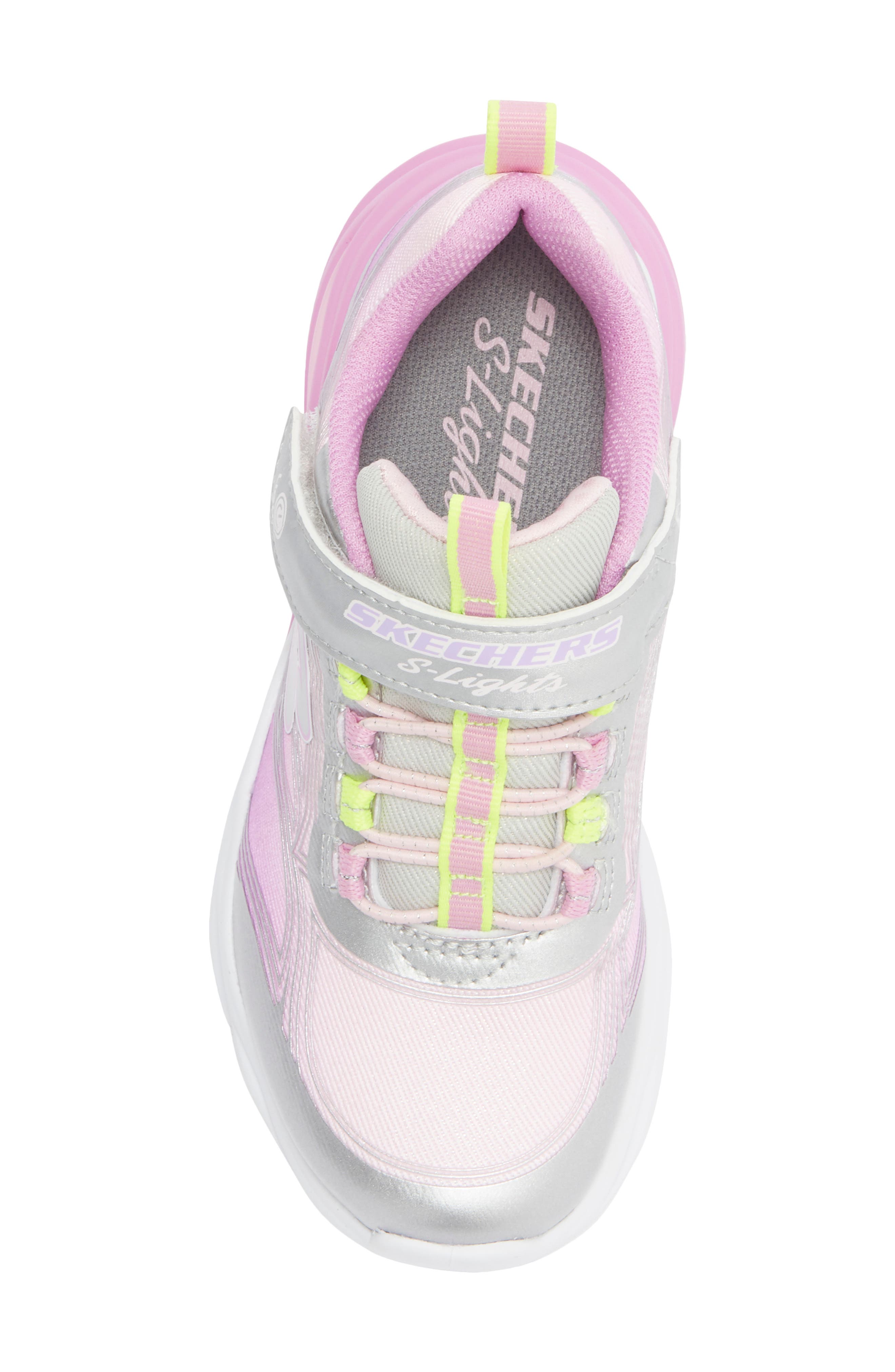 SKECHERS Kids' Cosmic Glow Light-Up Sneaker, Alternate, color, Pink/ Silver