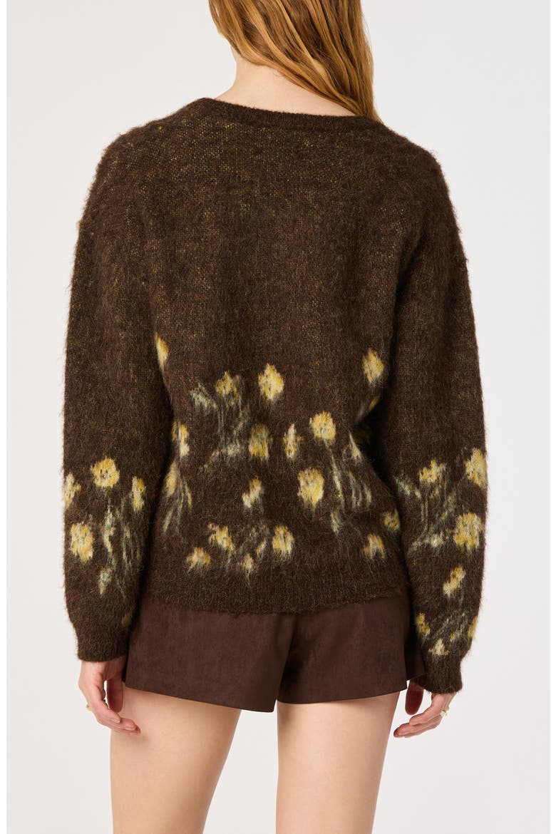Bowie V-Neck Floral Sweater, Alternate, color, BROWN FLORAL