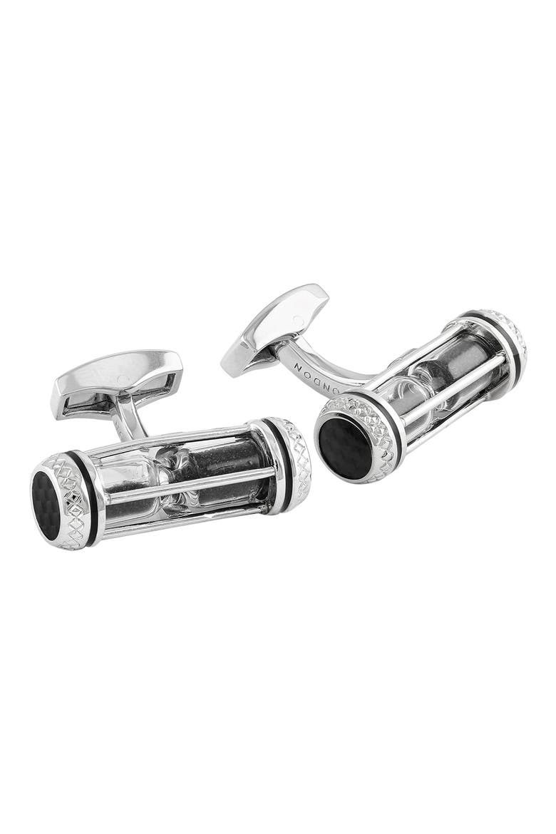 Sand Timer Cuff Links, Main, color, BLACK