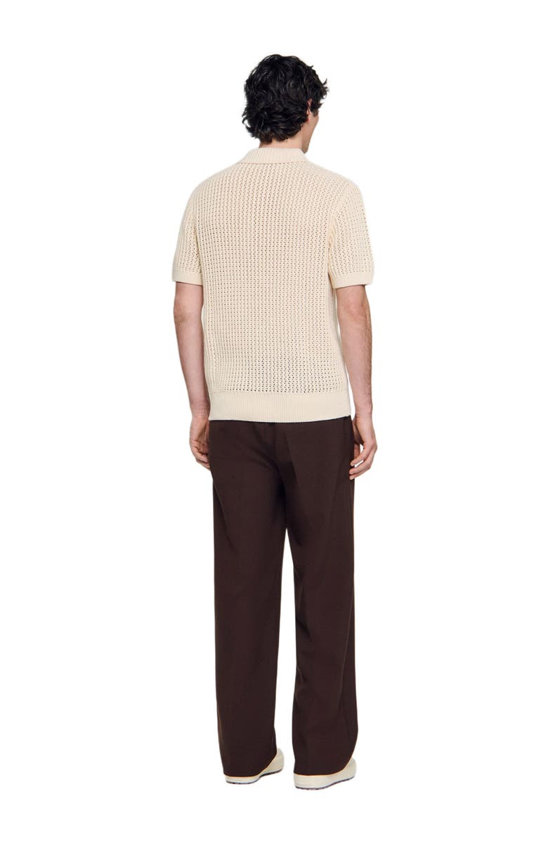 SANDRO Cotton polo shirt with polo collar, Alternate, color, Butter Cream