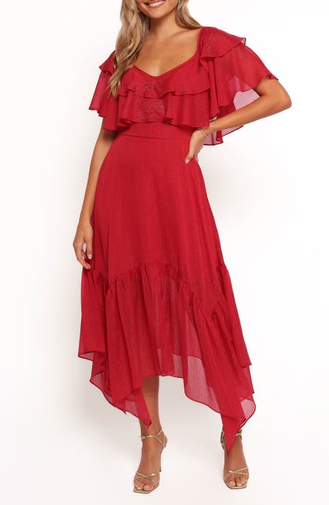 Merida Ruffle Short Sleeve Midi Dress