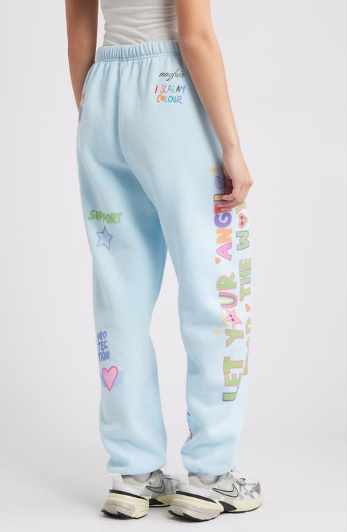 The Mayfair Group Angels All Around Fleece Graphic Joggers In Blue