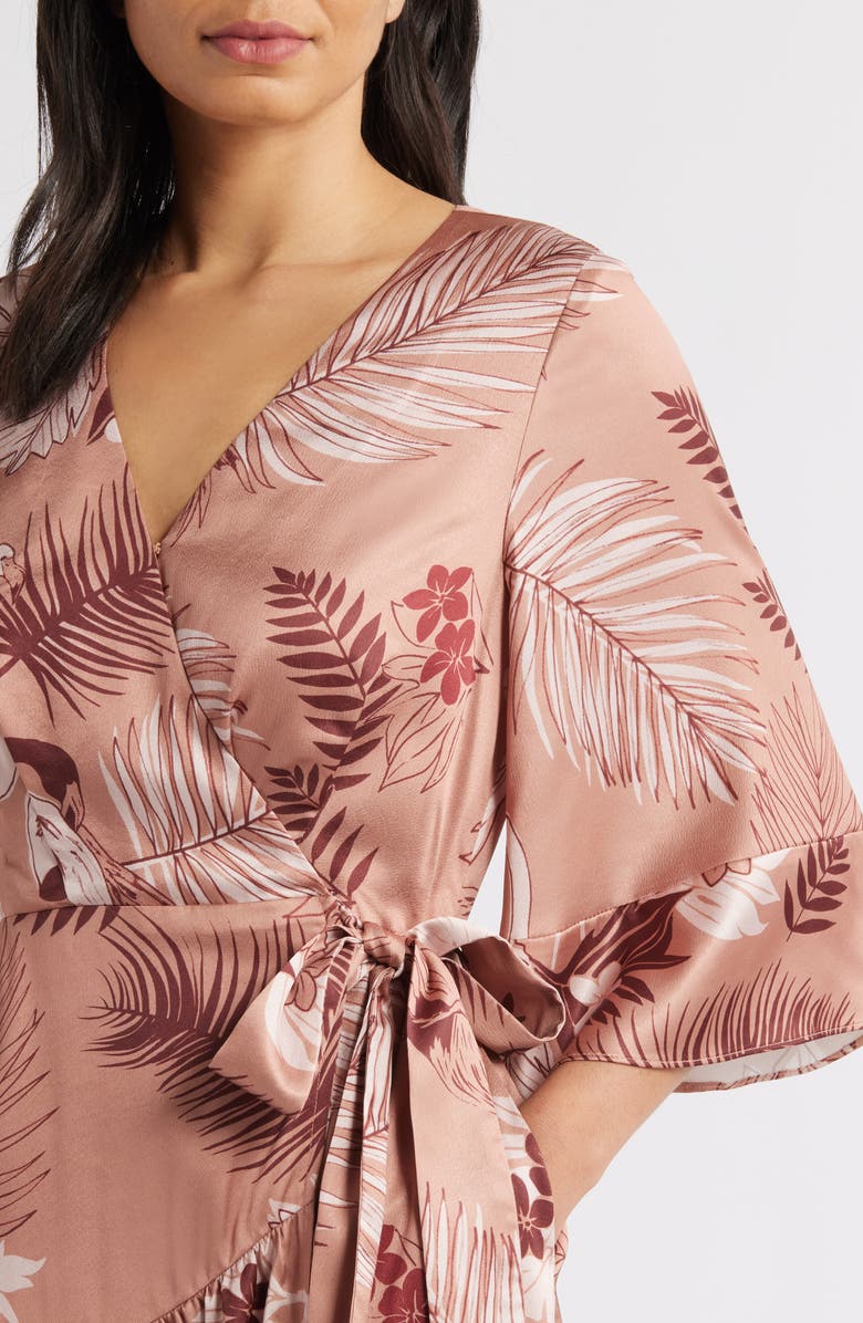 CIEBON Qwynn Flutter Sleeve Maxi Dress, Alternate, color, Mocha Multi