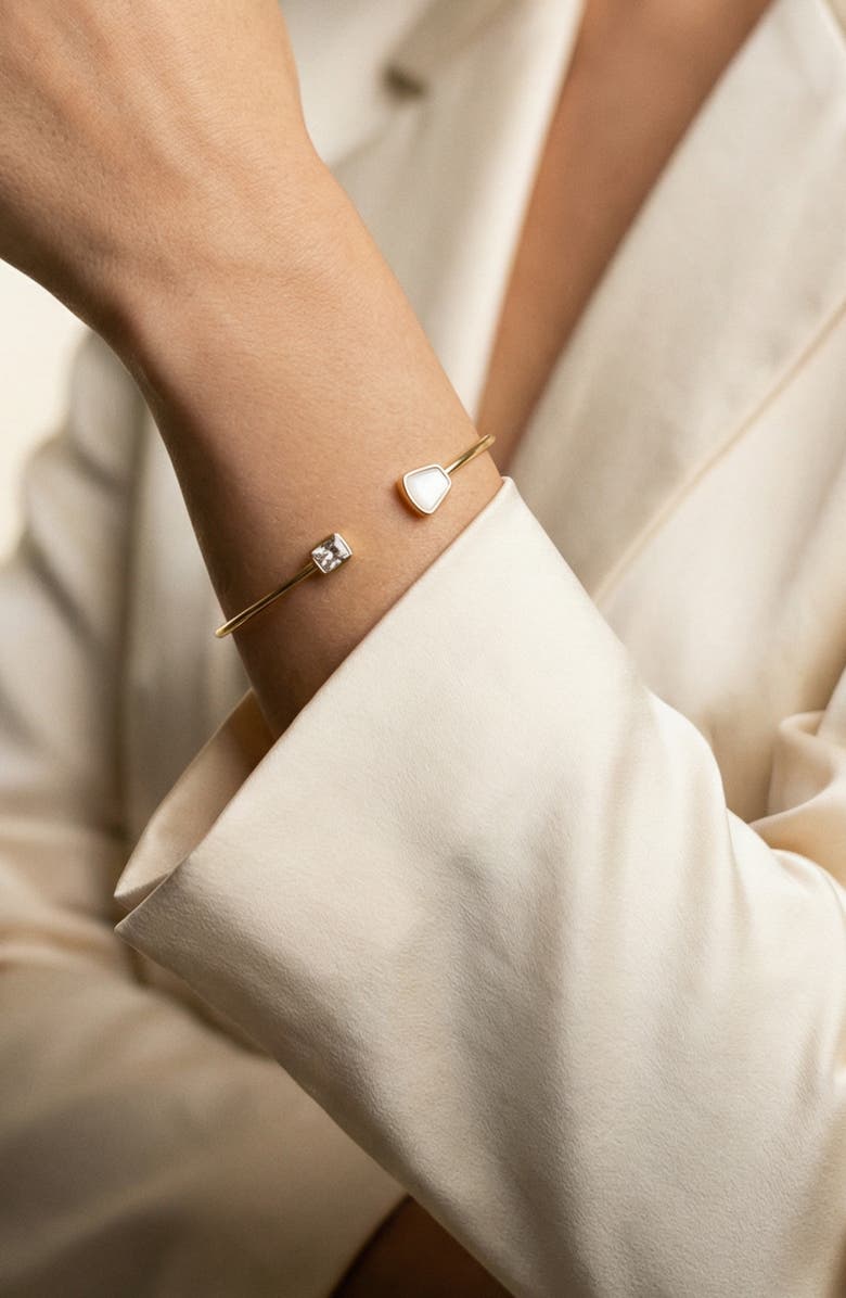 ARGENTO VIVO Mother-of-Pearl & Cubic Zirconia Cuff Bracelet, Alternate, color, Gold