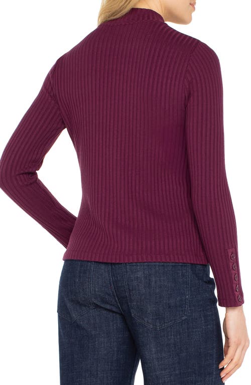 Liverpool Los Angeles Long Sleeve Mock Neck Rib Top In Purple